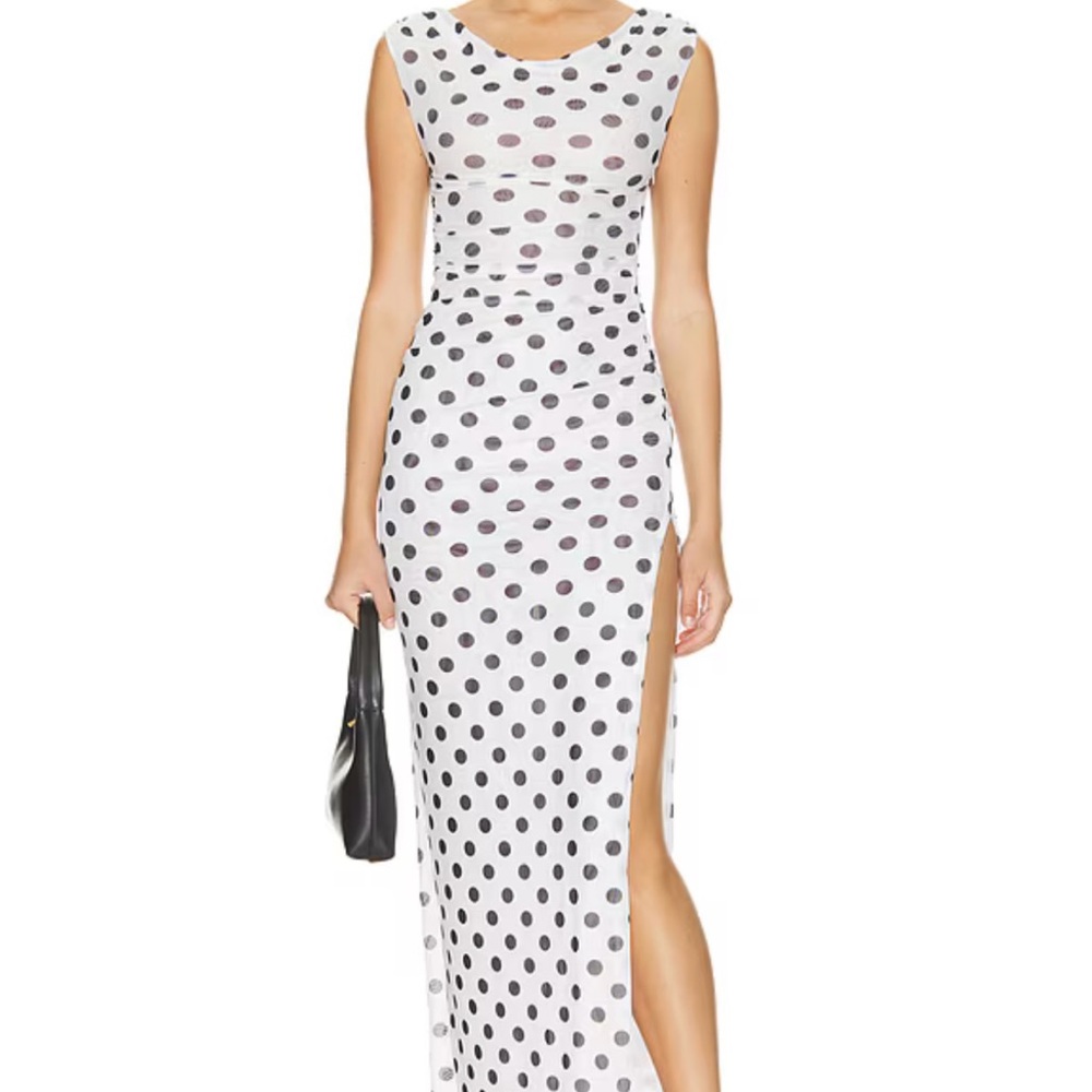 Elegant White Polka Dot Dress